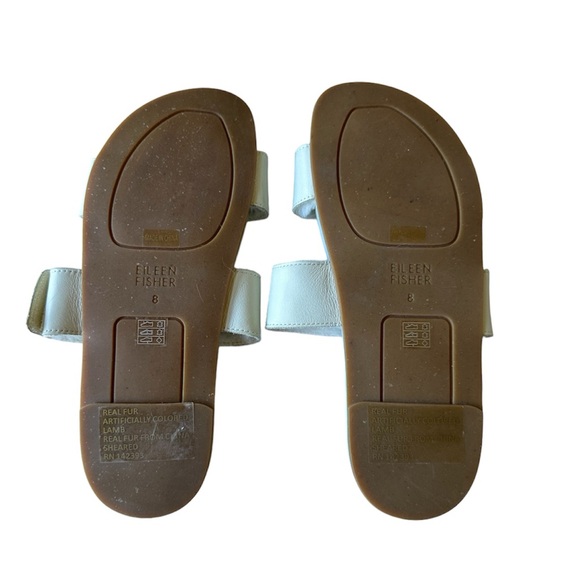 Eileen Fisher Folk 2 Leather & Shearling Slide Sandal New Size 8 - Picture 4 of 7